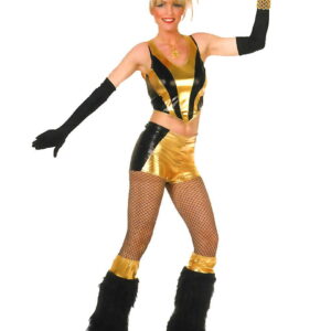 80er Jahre Pop Diva Kostüm Sexy Pop Star Outfit in Gold M / 38