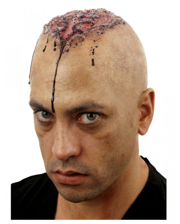 Braindead Gehirn Glatzenfolie Zombie Makeup selber schminken