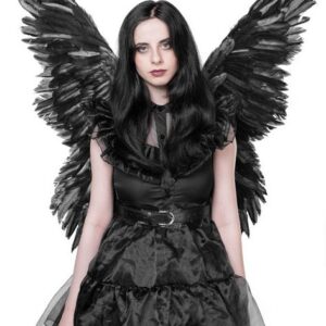 Hasbro Kostüm-Flügel Große Engels Flügel schwarz für Karneval Halloween, Imposante Federflügel für Elfen und Engel Kostüme