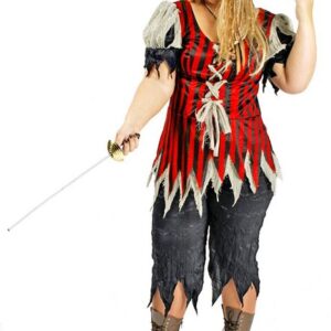 Das Kostümland Piraten-Kostüm Piratin Kostüm Freibeuterin Damen für große Größen - Tolles XXL Piraten Seeräuber Kostüm für Frauen zu Karneval und Mottoparty