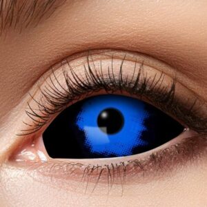 Eyecatcher Jahreslinsen Demon Sclera Kontaktlinsen in blau schwarz 22 mm