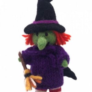 Horror-Shop Plüschfigur Niedliche Halloween Hexe mit Hexenbesen aus Filz