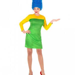 Marge Comic Damen Kostüm mit Perücke für Karneval L