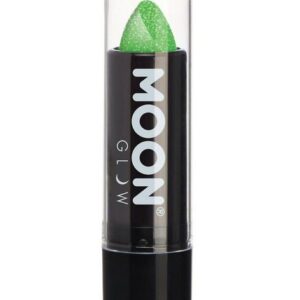 Smiffys Lippenstift Moon Glow Neon UV Glitzer Lippenstift grün, Glitzernder Neon-Lippenstift für einen aufregenden Look zu Fasching o