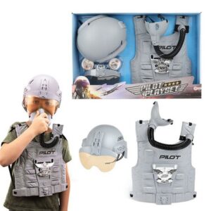 Toi-Toys Spielzeug-Polizei Einsatzset Verkleidungsset Kampf Pilot mit Helm und Weste