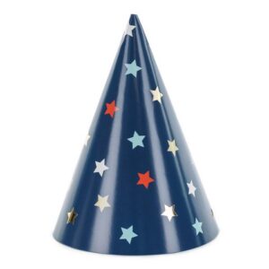 partydeco Papierdekoration, Partyhüte 16cm Geburtstagshut mit Sternen 6er Set Blau