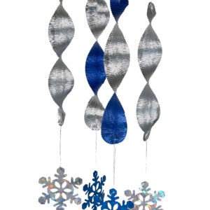 Spiralen Hängedeko Schneeflocken 4 Stück blau-silber
