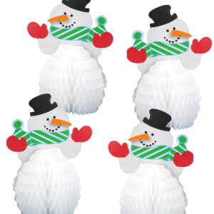Schneemann Tischdeko Aufsteller 4 Stück rot-weiss 15cm