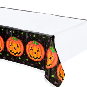 Kürbis Halloween-Tischdecke weiss-orange-schwarz 137x259cm