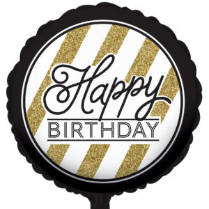 Geburtstagsluftballon Happy Birthday schwarz-gold 46cm