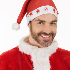 Leuchtende Weihnachtsmütze rot-weiss