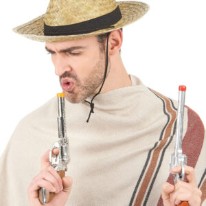 Cowboy Strohhut Kostüm-Zubehör beige-schwarz