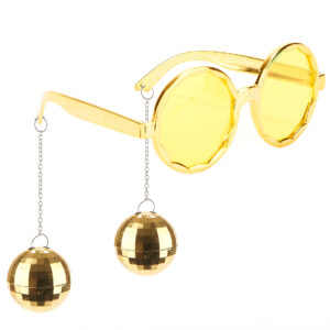 70er Spaßbrille mit Discokugeln gold