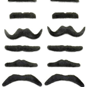 Lustiges Schnurrbart-Set 12 Stück schwarz