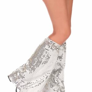Disco Beinstulpen mit Pailletten für Erwachsene silber