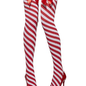 Overknees rot-weiß