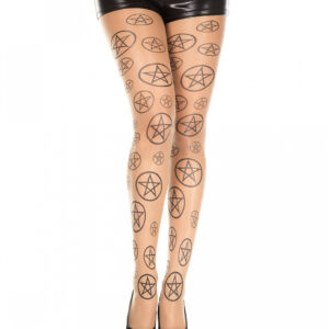 Pentagramm Strumpfhose Beige-Schwarz