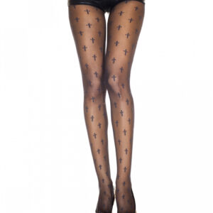 Schwarze Strumpfhose mit Kreuzen