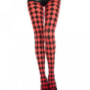 Harlekin Strumpfhose Schwarz-Rot