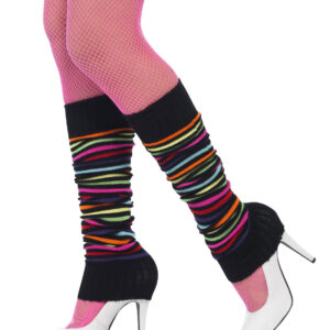 Gestreifte Beinstulpen für Damen schwarz-bunt