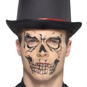 Skelett-Tattoo Gesichtstattoo schwarz