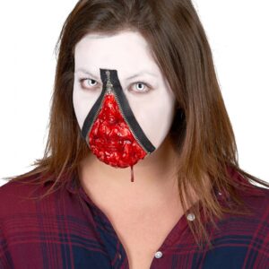 Gruselige Wunde mit Reißverschluss Halloween Make-up grau-rot
