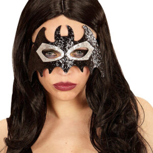 Glitzernde Fledermaus Augenmaske schwarz-silber
