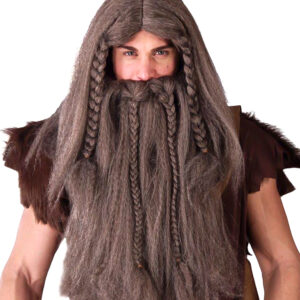 Barbar Steinzeit-Perücke mit Zöpfen braun