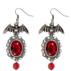 Fledermaus-Ohrringe Halloween 2 Stück silber-rot 6cm