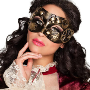 Augenmaske Steampunk für Erwachsene schwarz-gold