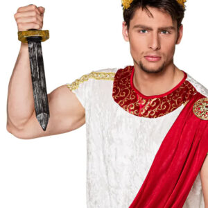 Dolch Römer Kämpfer Schwert Kostümzubehör für Erwachsene schwarz-silber-gold 48cm