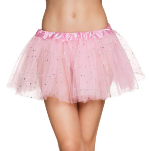 Süßer Tüllrock Fee Tutu mit Sternchen für Damen rosa-silber