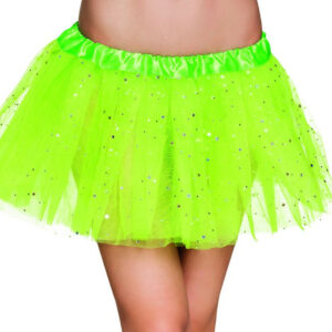 Süßer Tüllrock Fee Tutu mit Sternchen für Damen neongrün-silber
