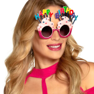 Cupcake Spaßbrille Happy Birthday für Erwachsene bunt