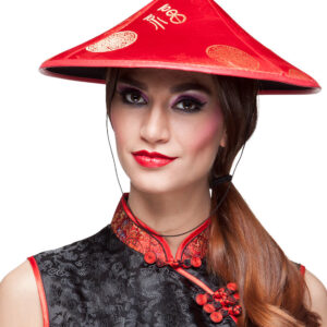 China Hut Asien für Erwachsene rot-gold