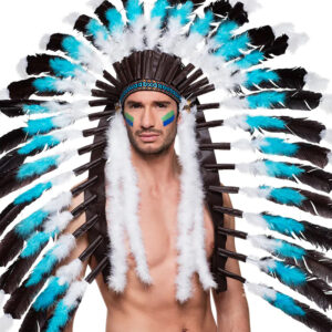 Indianer Kopfschmuck Häuptling für Erwachsene türkis-weiss-schwarz