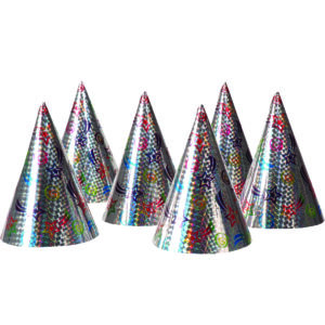 Partyhüte im Holografik-Look Silvesterhüte 6 Stück bunt 15