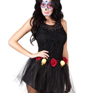 Halloween-Tutu Totenköpfe und Rosen schwarz-gelb-rot