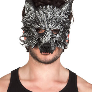 Werwolf Halbmaske Halloween für Erwachsene schwarz-weiss