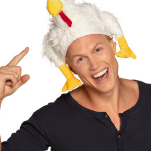 Lustiger Hühner-Hut Scherz-Mütze weiss-gelb-rot