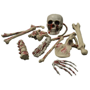 Skelettknochen mit Blutspritzern Halloweendeko 12-teilig beige-rot