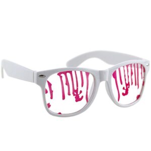 Blutige Halloween-Brille blutige Nerdbrille rot-weiss
