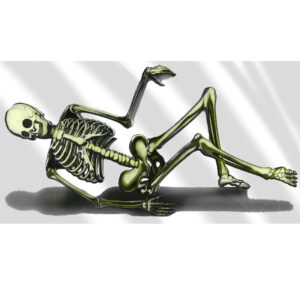 Skelett-Wanddeko liegender Untoter weiss-schwarz-grün 75x150cm