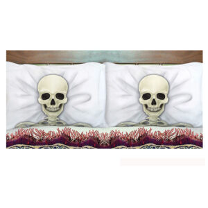 Skelett-Kissenhüllen Halloween-Kissenhüllen 2 Stück beige-schwarz-weiss 53x81cm