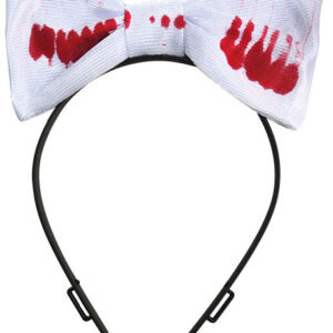 Blutige Schleife Halloween-Haarreif mit Schleife weiss-rot-schwarz