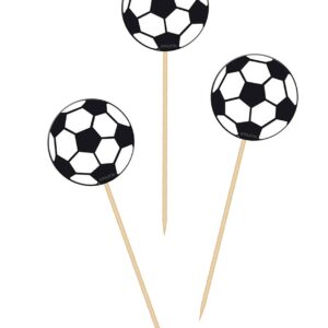 Fußball Party-Picker Party-Zubehör 20 Stück schwarz-weiss