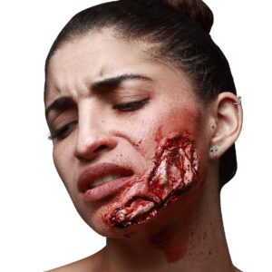 Aufgerissene Wunde Halloween-Latexapplikation rot 12x5cm