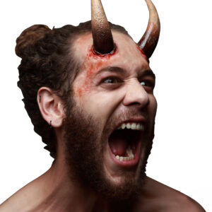 Dämonenhörner Satyr-Kostümzubehör 2 Stück beige-schwarz 3