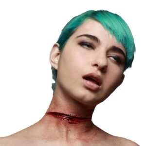 Halsschnitt-Applikation Halloween-Wunde rot 16x3cm