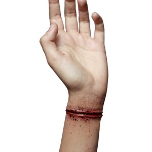 Geritztes Handgelenk Schnittwunde Latexapplikation rot 11x2cm